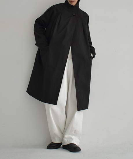 coat-02048　Stand Collar Midi Coat Black