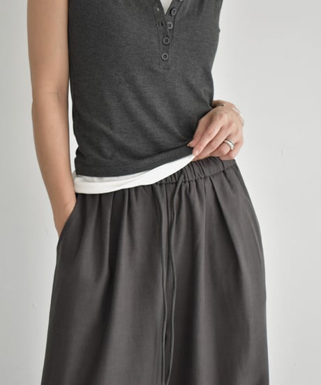 bottoms-02281　Easy Wide Pants　White Gray