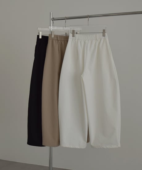bottoms-02313 Tuck Wide Cocoon Pants Off-White Beige Black