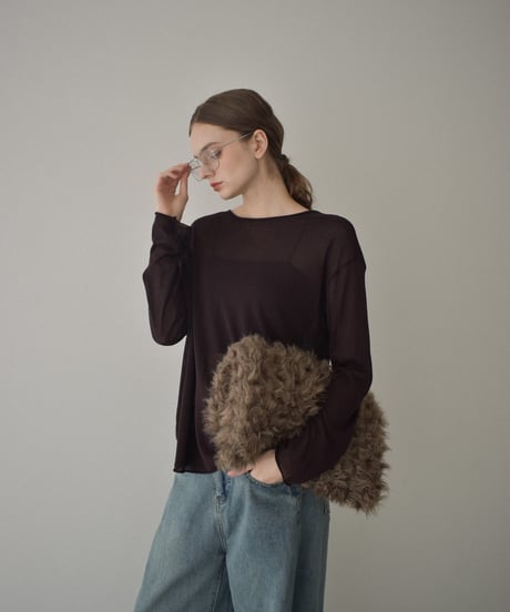 knit-02334　Loose Sheer Knit　Brown Navy