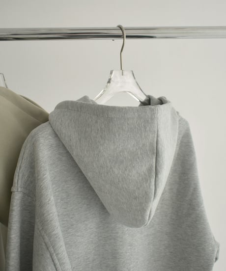 tops-02570　Double Zip Hoodie  Black Gray Khaki-Beige