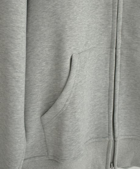 tops-02570　Double Zip Hoodie  Black Gray Khaki-Beige