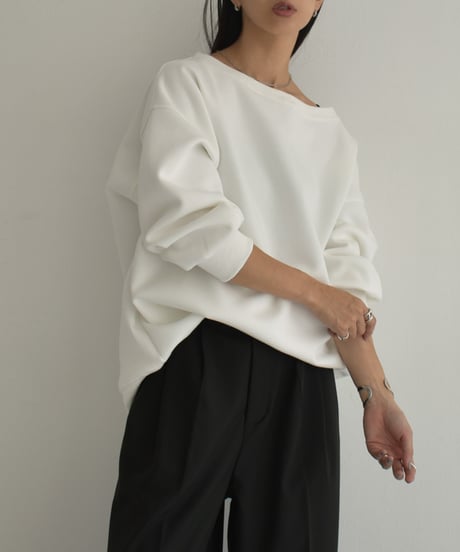 tops-02509　Off-Shoulder BIG Sweatshirt White Gray Charcoal Black