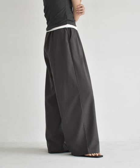 bottoms-02281　Easy Wide Pants　White Gray