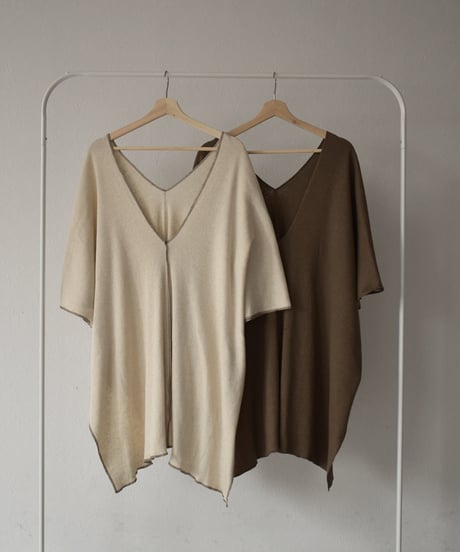 tops-04040　 MADE IN JAPAN COTTON LINEN RIB CAFTAN