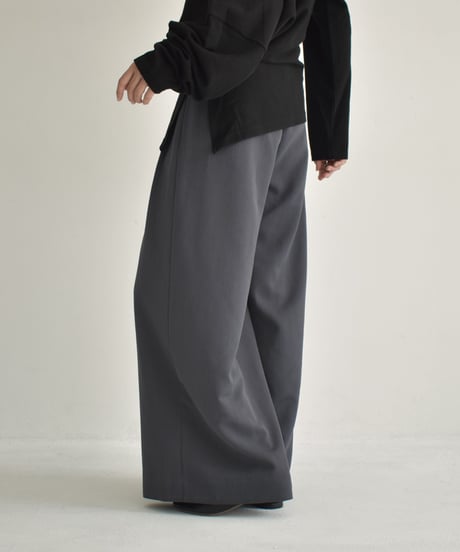 bottoms-02246　3 Tucks Wide Pants Gray Brown Black