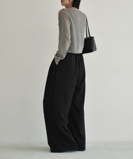 bottoms-02275　Waist Tuck Relaxed Wide Pants　Gray Charcoal Black