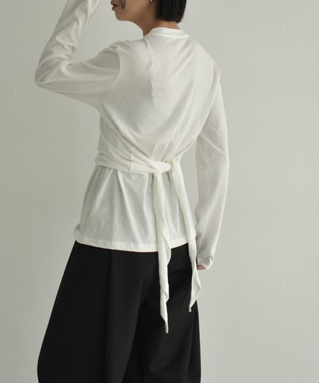 tops-02536　Layered Cut and Sew　White Charcoal