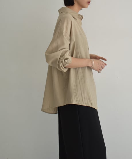 tops-02546　Embossed Loose Shirt  Ecru Beige Mocha