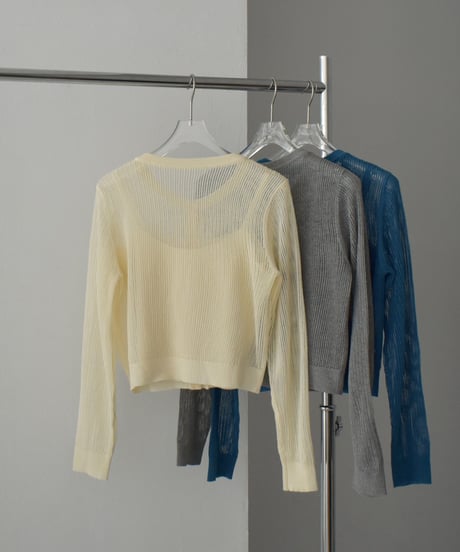 knit-02320　Compact Cardigan With Camisole Ecru Gray Turquoise