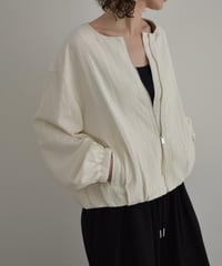 outer-02098 Crew Neck Zip Blouson Ecru Black