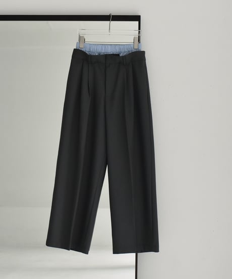 bottoms-12014　Double Waist Tuck Pants Gray