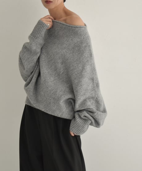 knit-02294　Loose Dolman Knit Off-White Gray Black