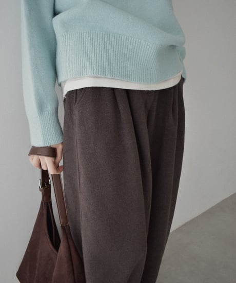 bottoms-02310 Wool Blend Melton Cocoon Pants Greige Gray Brown