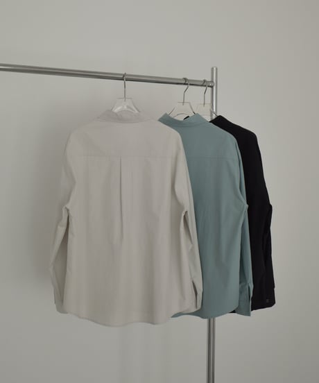 tops-02582 Regular Collar Cotton Shirt Greige, Blue-Green, Black