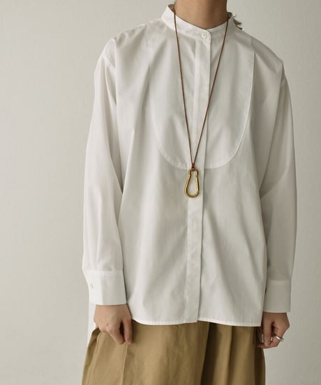 tops-04068　MADE IN JAPAN STEPPED HEM BIB COLLAR SHIRT