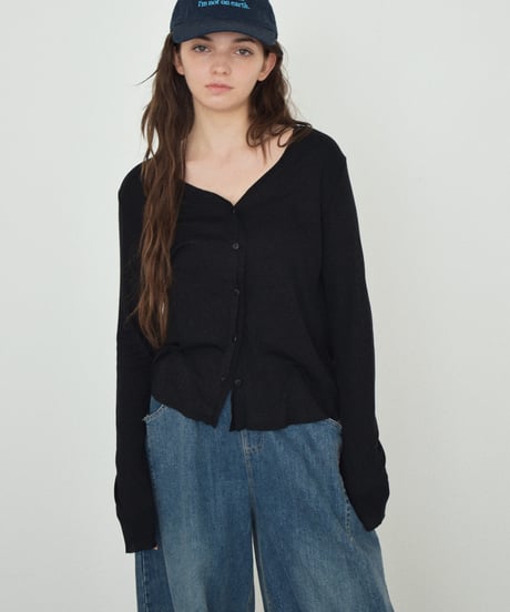 nh-tops-02608 Cutoff design Sheer Cardigan  Off-White Mint Pink Charcoal Black