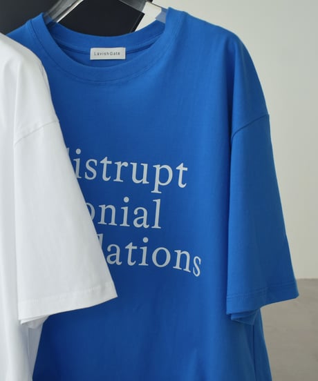 nh-tops-02612 Oversized Logo T-Shirt White Blue