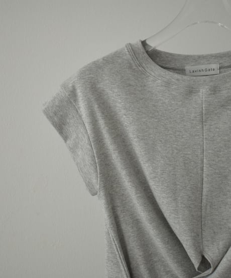tops-02500　Twist Design T-shirt White Gray Black