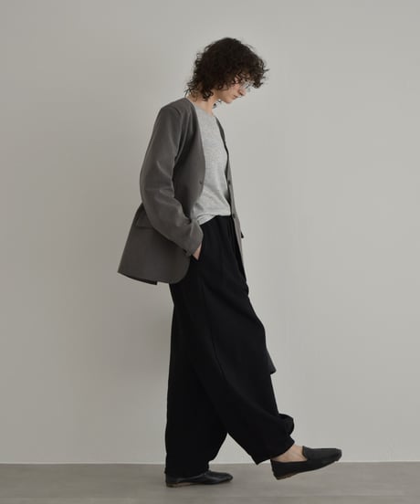 jacket-02027 No-collar Jacket  Gray Brown