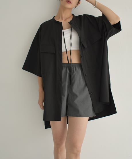 【STUDIO ENUL】swim-14003　Short Sleeve Rash Guard Shirt　White　Black