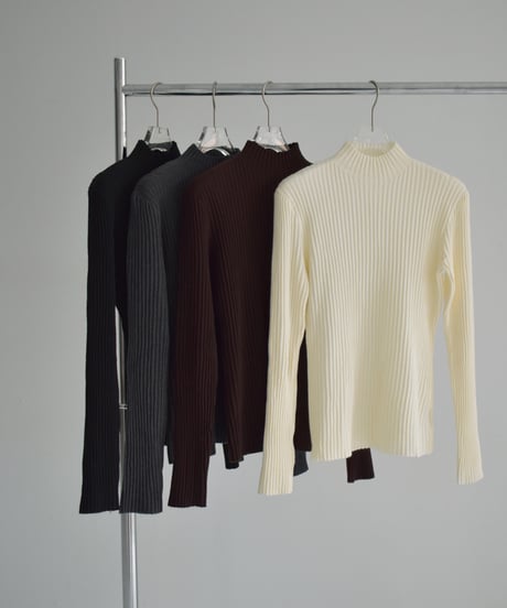 knit-02305　Ripple High Neck Knit  Ivory  Brown  Black
