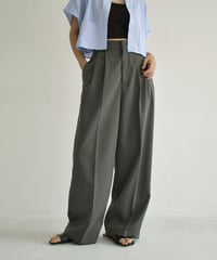 bottoms-12010　Tucked Wide Pants Ecru Gray Black