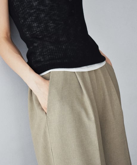 bottoms-04050　Made in Japan linen-like wrinkle-resistan, cool-to-the-touch shorts　Khaki Beige  Black