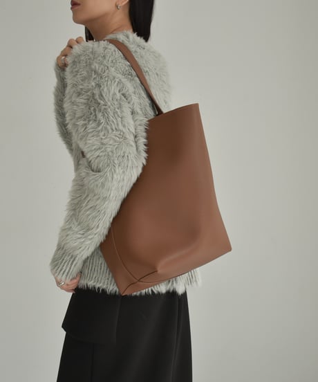 bag2-02657　Eco Leather One-Handle Bag Brown Black