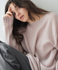 knit-02377  Loose Sheer Knit  Off-White Dusty Pink