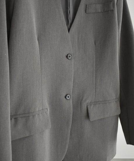 jacket-02027 No-collar Jacket  Gray Brown