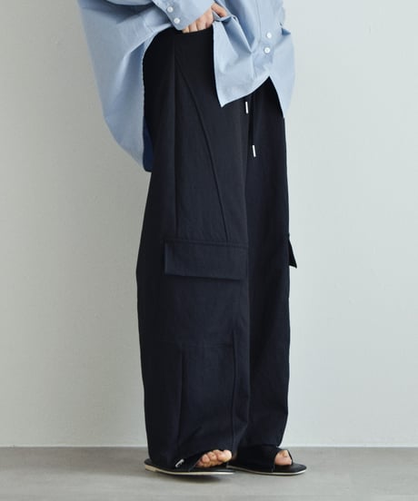 bottoms-02317 Wide Cargo Pants Ecru Dark Navy