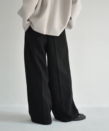 bottoms-02256　Brushed Back Center Press Pants  Brown Black