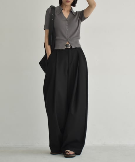 knit-02330  Half Sleeve Skipper Rib Knit  Off White Gray Black