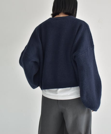 knit-02308　Volume Sleeve Knit Pullover Off-White Light-Gray Dark-Gray  Navy Black