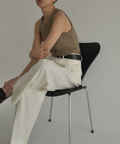 bottoms-12010　Tucked Wide Pants Ecru Gray Black