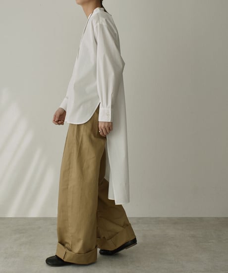 tops-04068　MADE IN JAPAN STEPPED HEM BIB COLLAR SHIRT