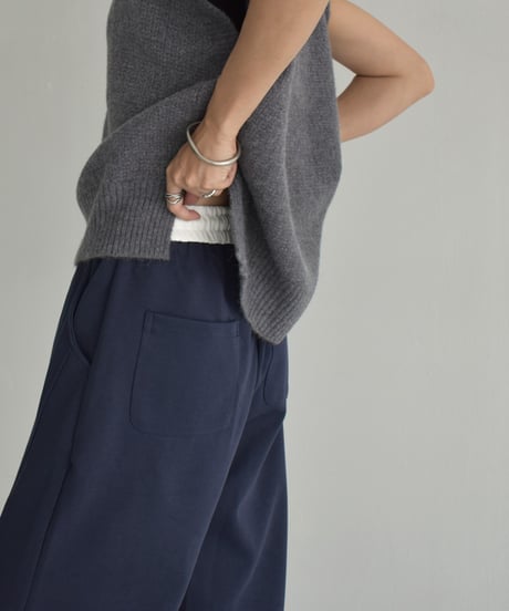 bottoms-02243　Bicolor Waist Relax Pants Greige Navy Black