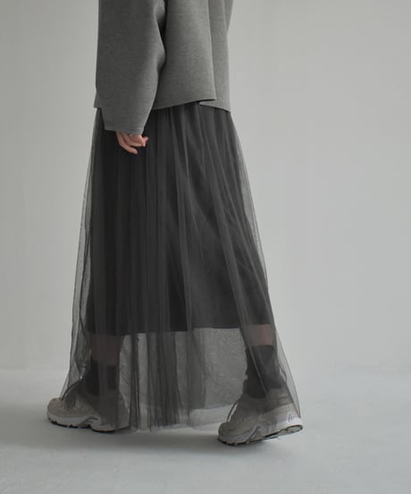 bottoms-02218　Tulle Long Skirt　Ecru　Grey　Black