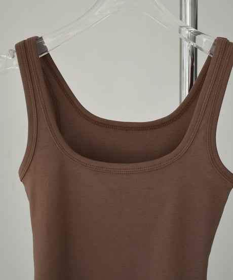 tops-02547　2way Square Tank Top  Gray Brown Black