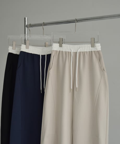 bottoms-02243　Bicolor Waist Relax Pants Greige Navy Black