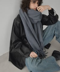 muffler-02022　Volume Fringe Muffler　Ecru Blue Black Gray Cream