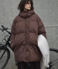 outer-02097 2-way Quilted Padded Midi Coat Ecru Brown