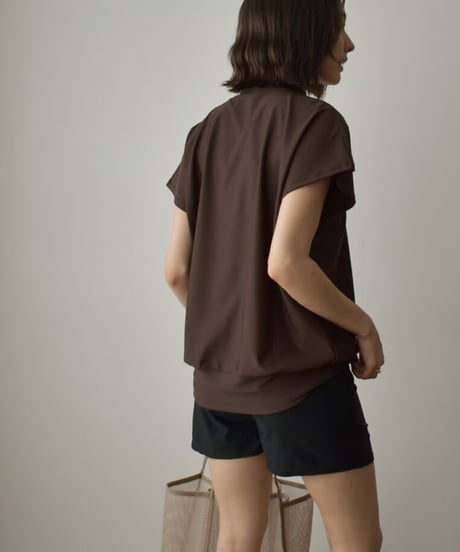 swim-04004　Made in Japan Mock Neck Rash Guard　White　Beige　Brown　Black