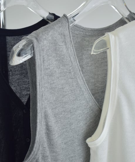 nh-knit-02381 Linen Blend Sheer Knit Vest  Ecru Gray Navy