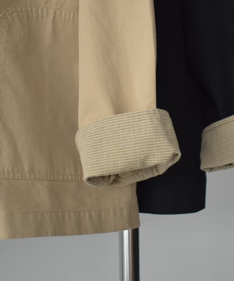 outer-02086　Stained Color Short Coat Beige Black