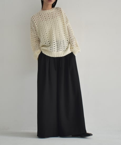 bottoms-02246　3 Tucks Wide Pants Gray Brown Black