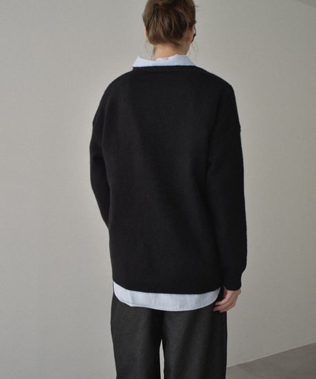 knit-02346　V-neck Oversized Knit  Ecru Gray Black