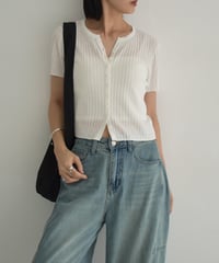 knit-02331　Rib Knit compact Cardigan Off-white Lightgray Darkgray Black