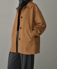 jacket-02024 Faux Suede Mid-Length Outer  Camel Brown